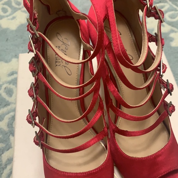 Jewel Badgley Mischka heels size 7 Dark satin pink - Picture 10 of 16